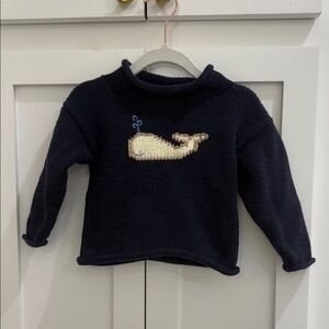 Claver Quality Sweaters Nantucket Navy Whale Roll Neck Sweater 12M